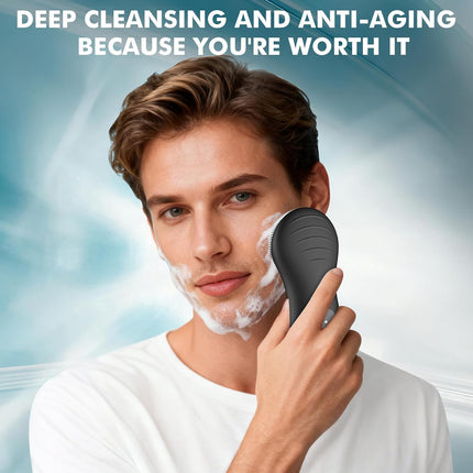 Silicone Face Scrubber, Electric Facial Cleansing Brush with 6 Speeds Vibration Technology, Rechargeable & Waterproof Exfoliating Scrub Brush for Cleansing and Massaging, Men Women
