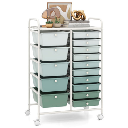 15-Drawer Utility Rolling Cart with Drawers Multi-Use Storage