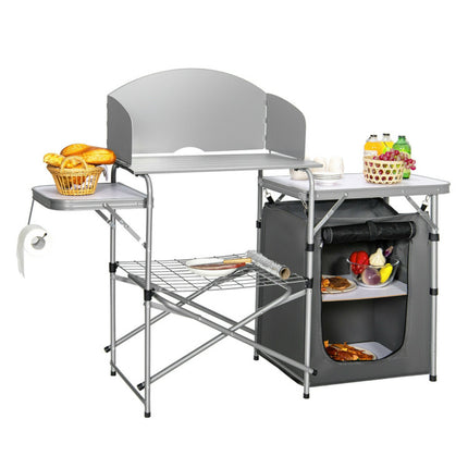 Outdoor BBQ Portable Grilling Table with Windscreen Bag