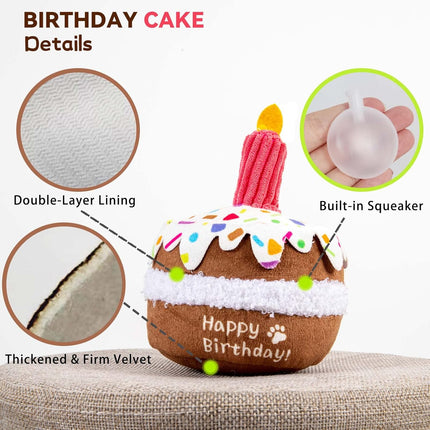 Dog Birthday Toy, Squeaky Plush Birthday Cake Puppy Gift