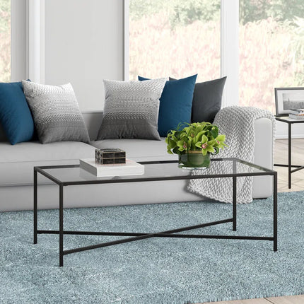 Henley 48" Glass and Steel Coffee Table