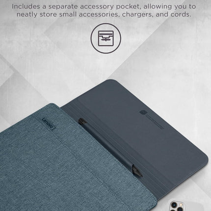 Lenovo Slim Laptop Sleeve 14 Inch Notebook/Tablet - Compatible with Macbook Air/Pro - Eco-Friendly Lightweight Case with Accessory Pocket & Magnetic Closure - Teal