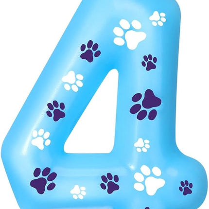 Blue Dog Paw Birthday Number Candles