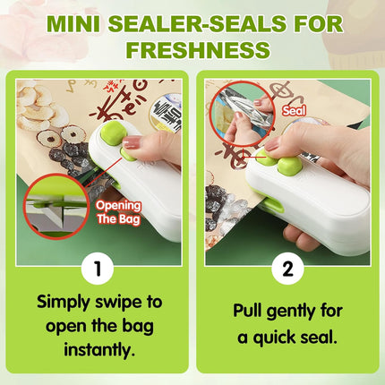 Mini Bag Sealer,2025 Upgraded 2 in 1 Mini Bag Sealer,Rechargeable Handheld Bag Sealer with Cutter and Magnet for Snack Plastic Bags Food Storage Travel (White)