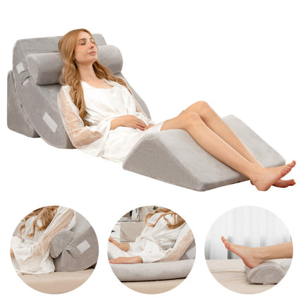 4 Pieces Bed Wedge Memory Foam Pillow for Back Neck and Leg Pain Relief
