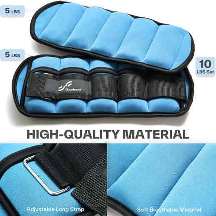 Adjustable Ankle Weights, 2-10 Lb per Pair, Removable Weights
