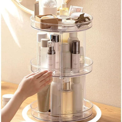 360 Rotating and Stackable Makeup Organizer with 2 Drawers
