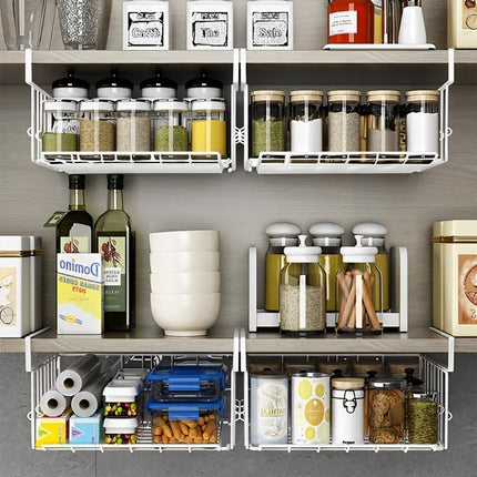 Under Shelf Basket Storage 2Pack - 12.6In Metal under Cabinet Shelf, Hanging Wire Basket Shelves, Undershelf Storage Basket for Kitchen Pantry Bookshelf