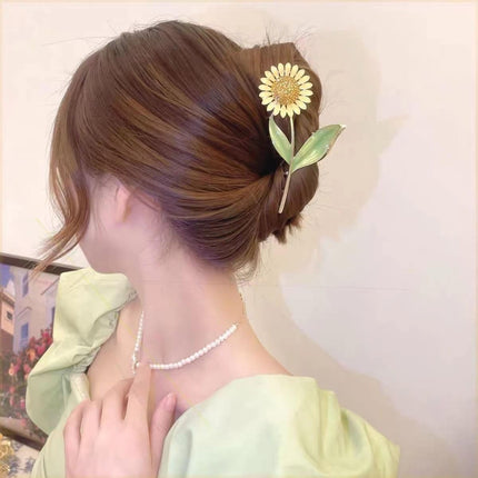 3 Pcs Metal Flower Claw Clip Set - Rose, Daisy, and Sunflower Large Hair Clips for Strong Hold on Women'S Thick Hair