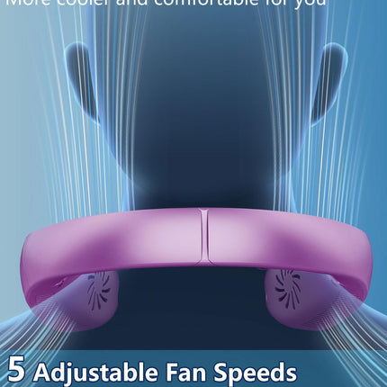 Portable Misting Neck Fans with Water Spray, Rechargeable Long Battery Life, Powerful Air Cooler with LED Display, Personal Compact Wearable Necklace Fan for Kids Adults Elderly Hot Weather, Purple