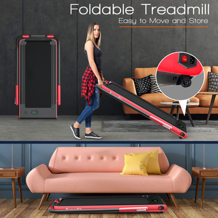 2.25 HP 2-In-1 Folding Walking Pad Treadmill with Remote Control and LED Display
