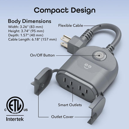 Outdoor Duo Wi-Fi Smart Plug, Weatherproof Dual Socket, Wireless Remote Control, Works with Alexa & Google Home, 2 Outlets