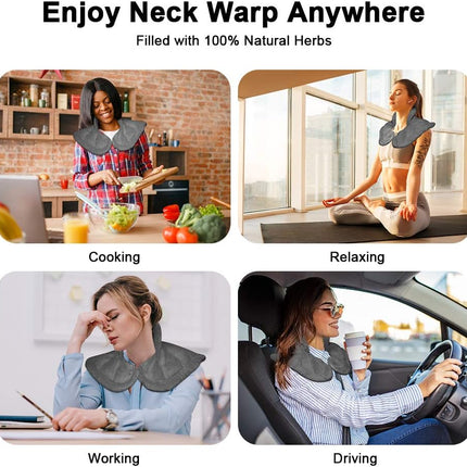 Microwavable Heated Neck Wrap Warmer and Shoulder Weighted Heating Pad Microwave for Hot and Cold Compress - Dark Gray