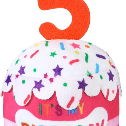 Dog Birthday Cake Toy Squeaky Plush Gift,5Th,Pink