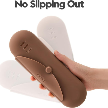 Silicone Makeup Brush Holder，Travel Makeup Bag-Soft Portable Cosmetic Face Brushes Holder，Large Travel Makeup Brush Case with Anti-Fall Out Magnetic Closure