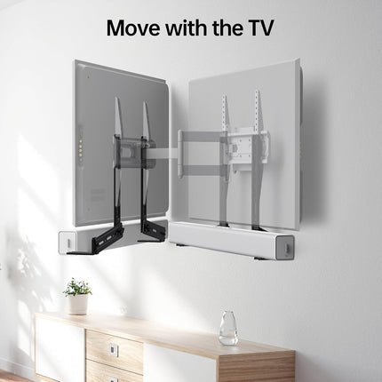 Soundbar Mount, Sound Bar Mount for Mounting above or under TV, Fits Most of Sound Bars up to 16 Lbs, with Detachable Extension Plates