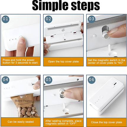 Mini Bag Sealer Rechargeable Plastic Bag Sealer with Magnet &Cutter