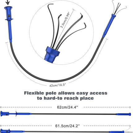 Grabber Tool Magnetic, Bendable Reacher with LED Lights, Blue