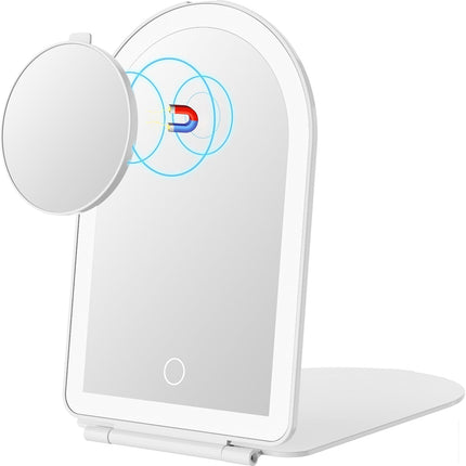 Rechargeable Travel Makeup Mirror with Lights Small 10X Magnify