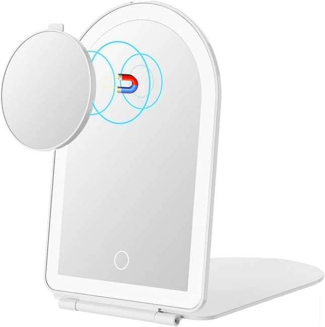 Rechargeable Travel Makeup Mirror with Lights Small 10X Magnify