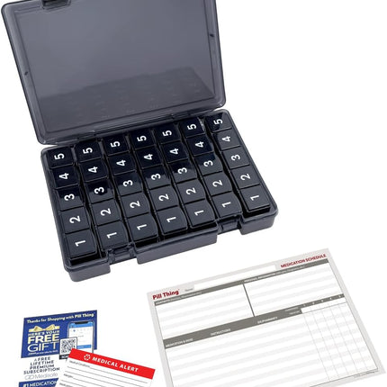 7-Day Weekly Pill Organizer with Secure Case, 5 Compartments per Day, Removable Tray, Medication Schedule, Travel Pill Box-Complex Medication Routine (5 Time-A-Day - Black)