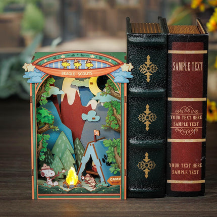 DIY Miniature Kit Book Nook - Snoopy'S Beagle Scouts Camp Scene | Detailed Light-Up Character Diorama Craft | Charming Puzzle Kit | Shelf Decor | Gift for Snoopy & Peanuts Fans