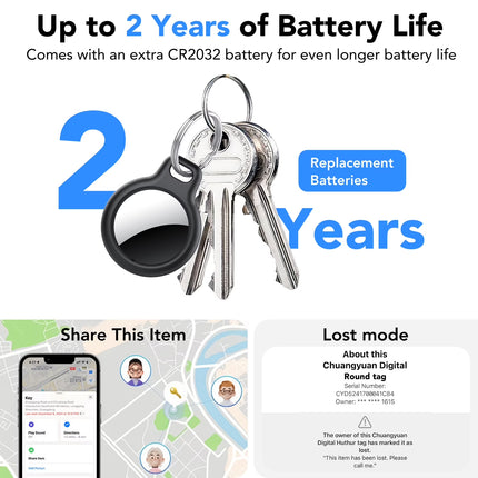 Air Tracker Tag, Bluetooth Tracker-4Pack, Bluetooth Item Finder Compatible with Apple Find My (Ios Only), IP68 Waterproof, Replaceable Battery, Item Locator for Keys/Bags/Wallets Black, FCC Approved