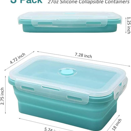 3 Pack 27Oz Silicone Collapsible Food Storage Containers