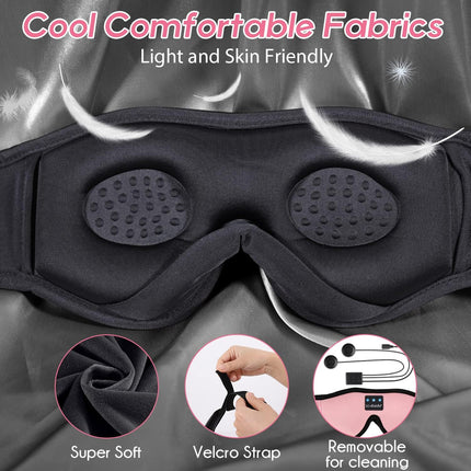Sleep Headphones, Sleep Mask Bluetooth Wireless Music Eye Mask, Sleeping Headphones for Side Sleepers Sleep Mask with Bluetooth Headphones Ultra-Thin Stereo Speakers Perfect for Sleeping