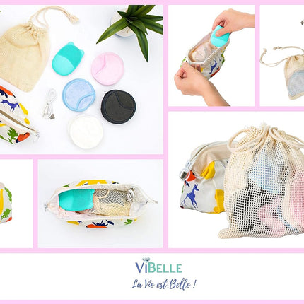 Vibelle Facial Cleansing Brush, Soft Facial Waterproof Exfoliator Cleanser With16 Pack Reusable Makeup Cleanser Pads- Face Scrubber with Travel Makeup Bag (Green)