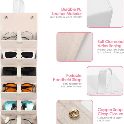 Sunglasses Organizer, Travel Glasses Case Storage Portable Sunglasses Storage Case for Women Men