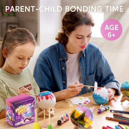 DIY 3D Moon Lamp Painting Kit, Paint Your Own Moon Light Arts and Crafts Kit for Kids 6 8 10 12,Valentine Easter Birthday Gifts for Boys Girls