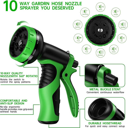 50Ft Expandable Garden Hose Lightweight Flexible Water Hoses Green