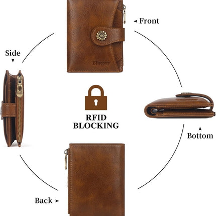 Small Bifold Wallet Women with Removable ID Window