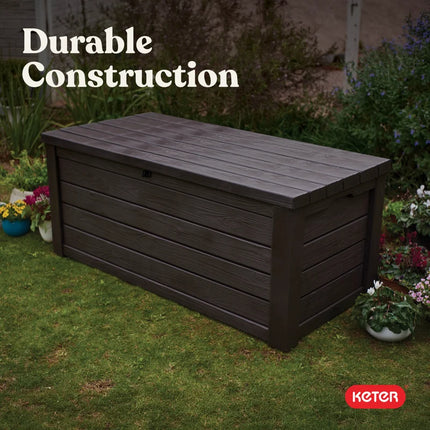 Eastwood 150 Gallon Durable Resin Outdoor Storage and Organization Deck Box for Patio Furniture and Supplies, Brown
