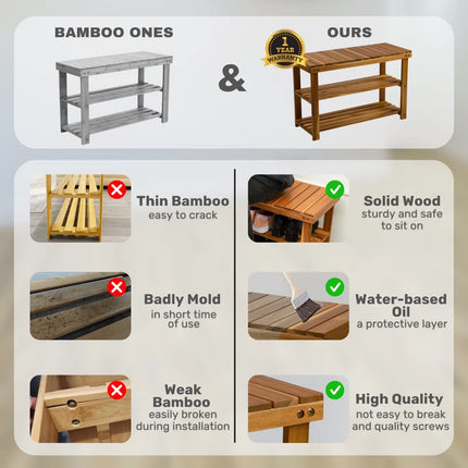 3-Tier Solid Wood Shoe Rack