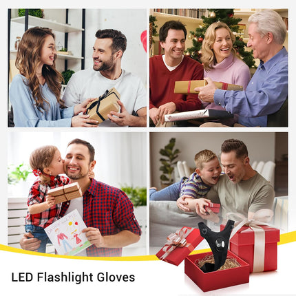 LED Flashlight Gloves,Christmas Birthday Gifts for Men Dad Him Boyfriend Husband,Stocking Stuffers for Men, Cool Gadget Hands Free Lights for Repairing Fishing Camping