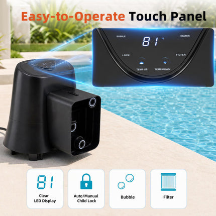 1350W Electric Heater Pump with Touch Panel and LED Display
