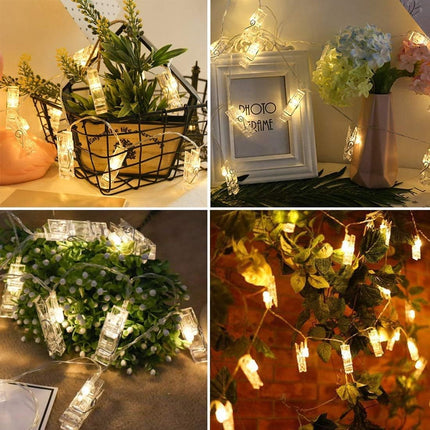 Photo Clip String Lights LED Battery Operated Starry Fairy Copper String Lights with Clips Warm White for Pictures Bedroom Wall Patio Halloween Thanksgiving Christmas Party Wedding Décor