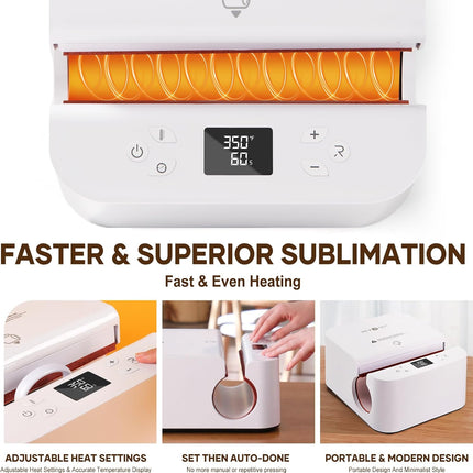 Auto Tumber Heat Press + Mini Heat Press + 150 Sheets Sublimation Paper 8.5X11 + Heat Resistant Gloves + Heat Tape