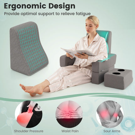 3-Piece Reading Pillow Set Extra Large Lap Desk with Coaster
