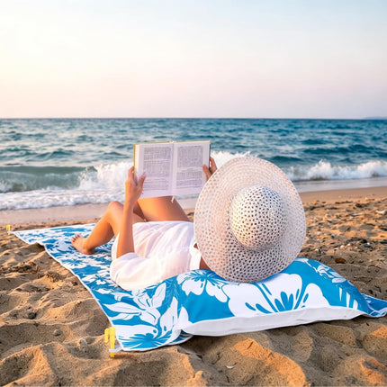 79"×35" Beach Blanket Waterproof Sandproof with Inflatable Pillow