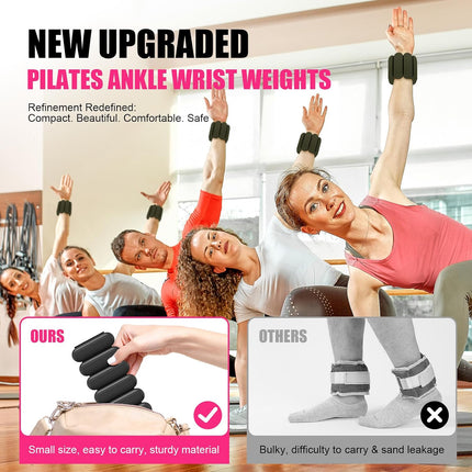 Wrist & Ankle Weights for Women, Wearable Strong Arm & Leg Weights Set of 2(1Lbs Each), Adjustable Ankle Weights for Walking, Yoga, Dance, Barre,Gym,Exercise,Pilates,Walking Running