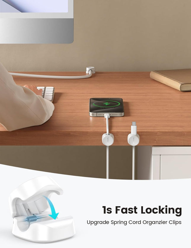 12Pack Spring Cord Organizer, Office Desk Accessories, Cable Clips