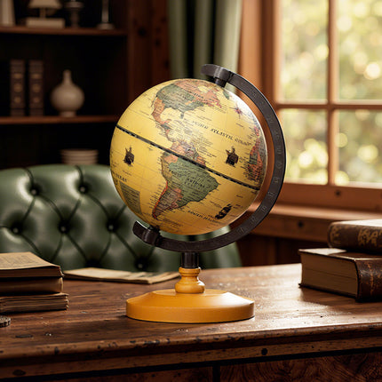 Antique Globe Dia 5.5 Inch Mini Rotating World Globe with Wooden Base
