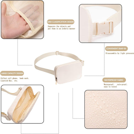 Belt Bag Fanny Pack Crossbody Bags for Women Everywhere Belt Bag (Ivory)