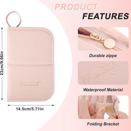 Travel Makeup Brush Case, Stand-Up Portable Makeup Brush Holder Pink