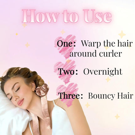 Sparkling Satin Heatless Hair Curler, Heatless Curling Rod Headband, No Heat Curling Rod Hair Roller for Women and Girls to Sleep In, Pink