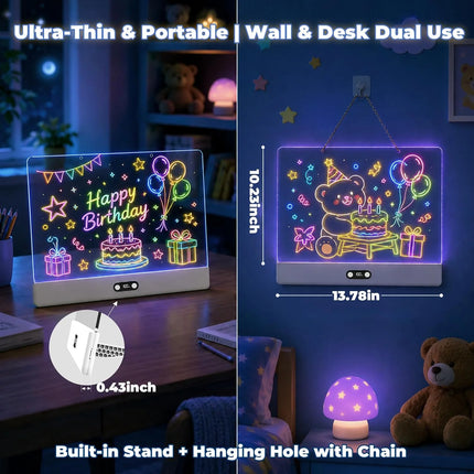 Led Drawing Board for Kids,16” Rechargeable Light Board,11 Modes