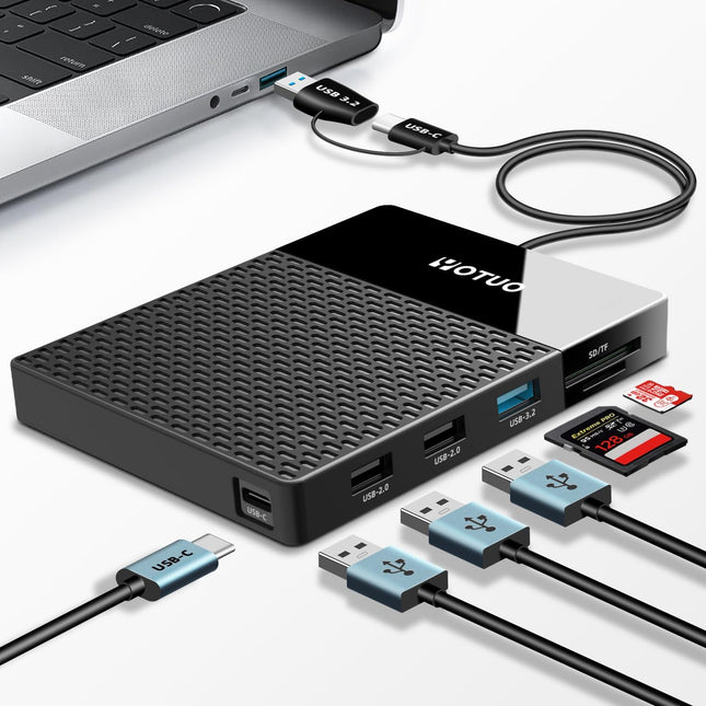 Portable 750GB Docking Station External Hard Drive, USB C Multiport Hub HDD 7-In-1, USB 3.0, SD/TF Card Reader, for Windows, Mac, Android, TV, Phone, Laptop, Desktop